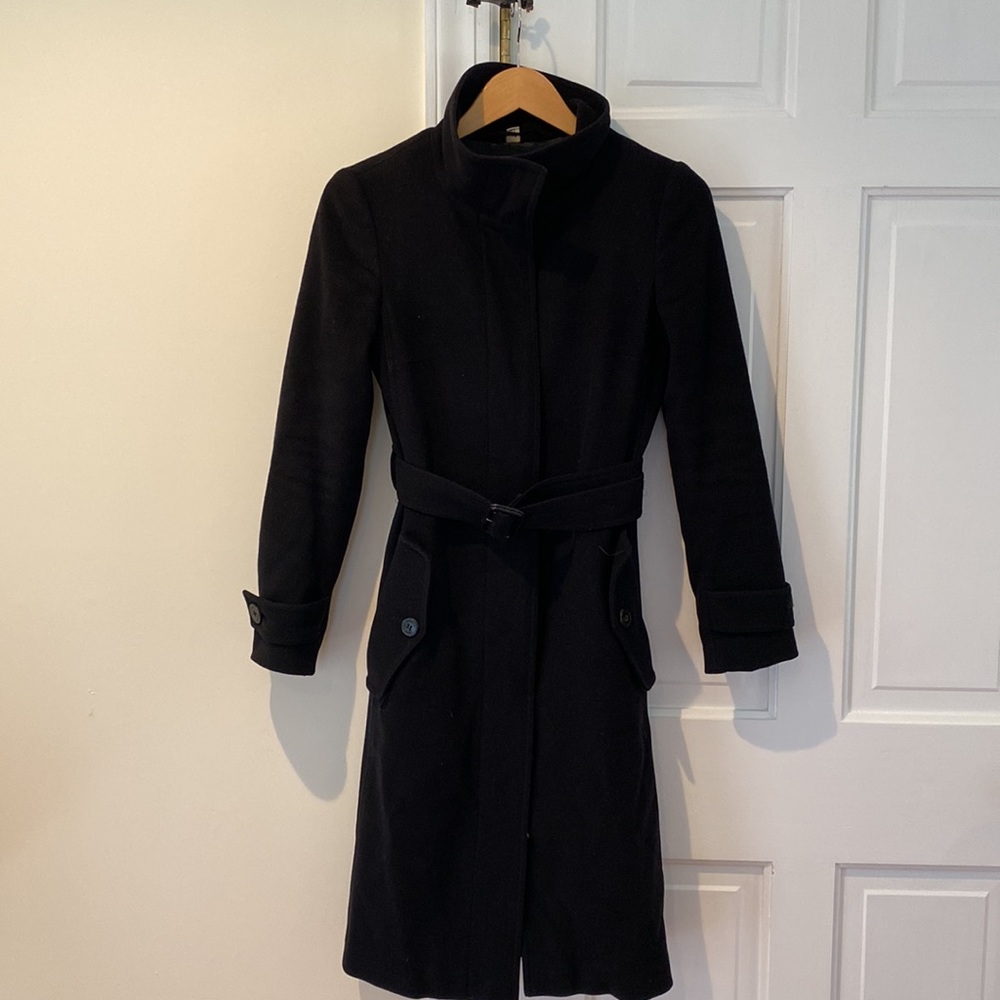 Burberry black wool trench coat size US2/UK4